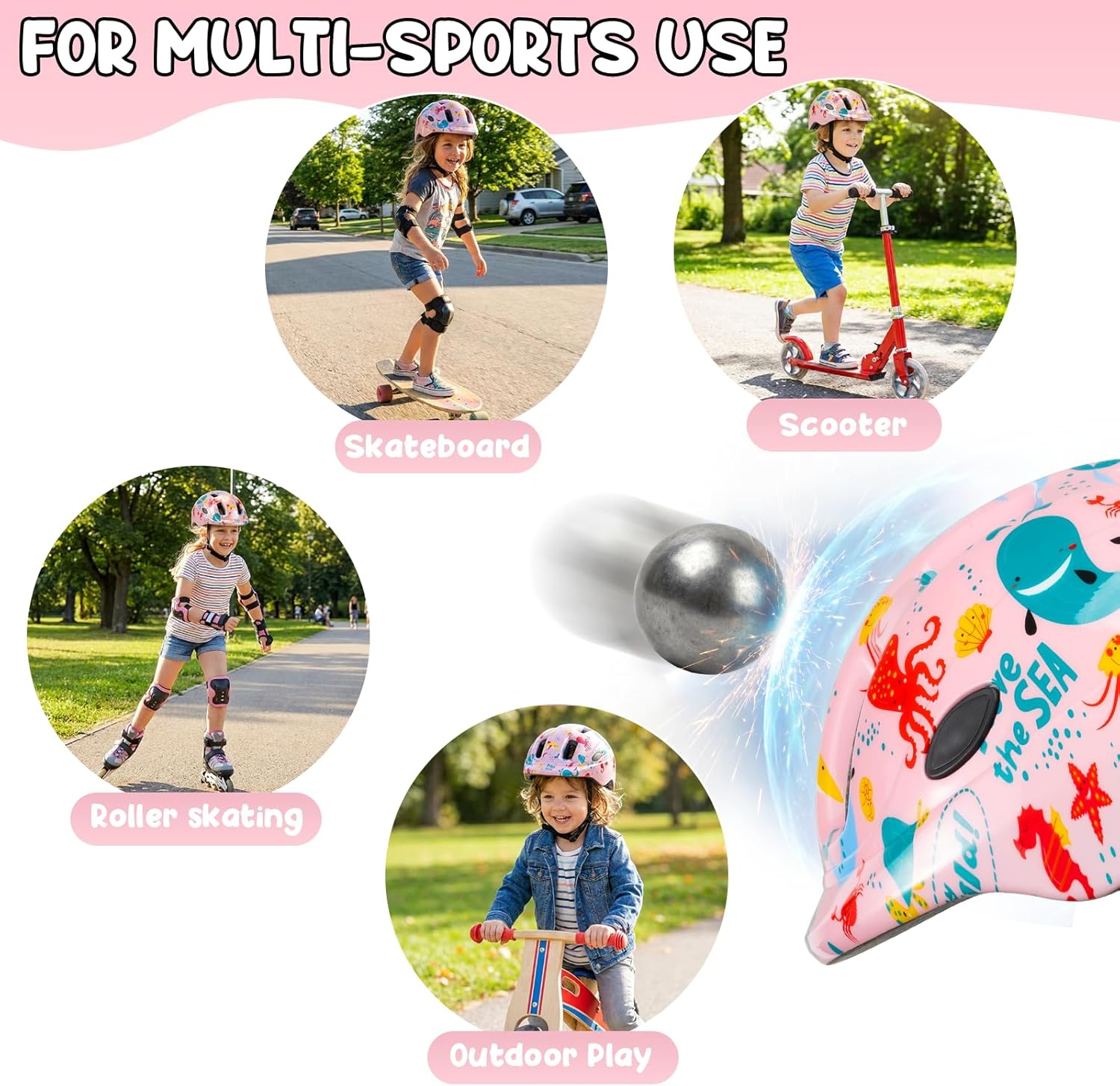 Favoto Kids Children Bike Helmet - CPSC Certified Lightweight Adjustable Toddler Bike Helmet for Boys/Girls Ages 3-5 Size S (18.9-20.5 inches) Blue Monster Design for Scooter Cycling and Outdoor