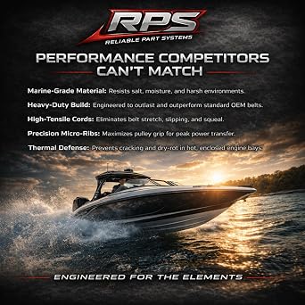 RPS Serpentine Drive Belt for Volvo Penta 4.3L 5.0L 5.7L V6 V8 Marine Inboard Engines - Heavy-Duty Alternator & Power Steering Replacement Belt - Replaces OEM 3817287, 3889124, RM3889124