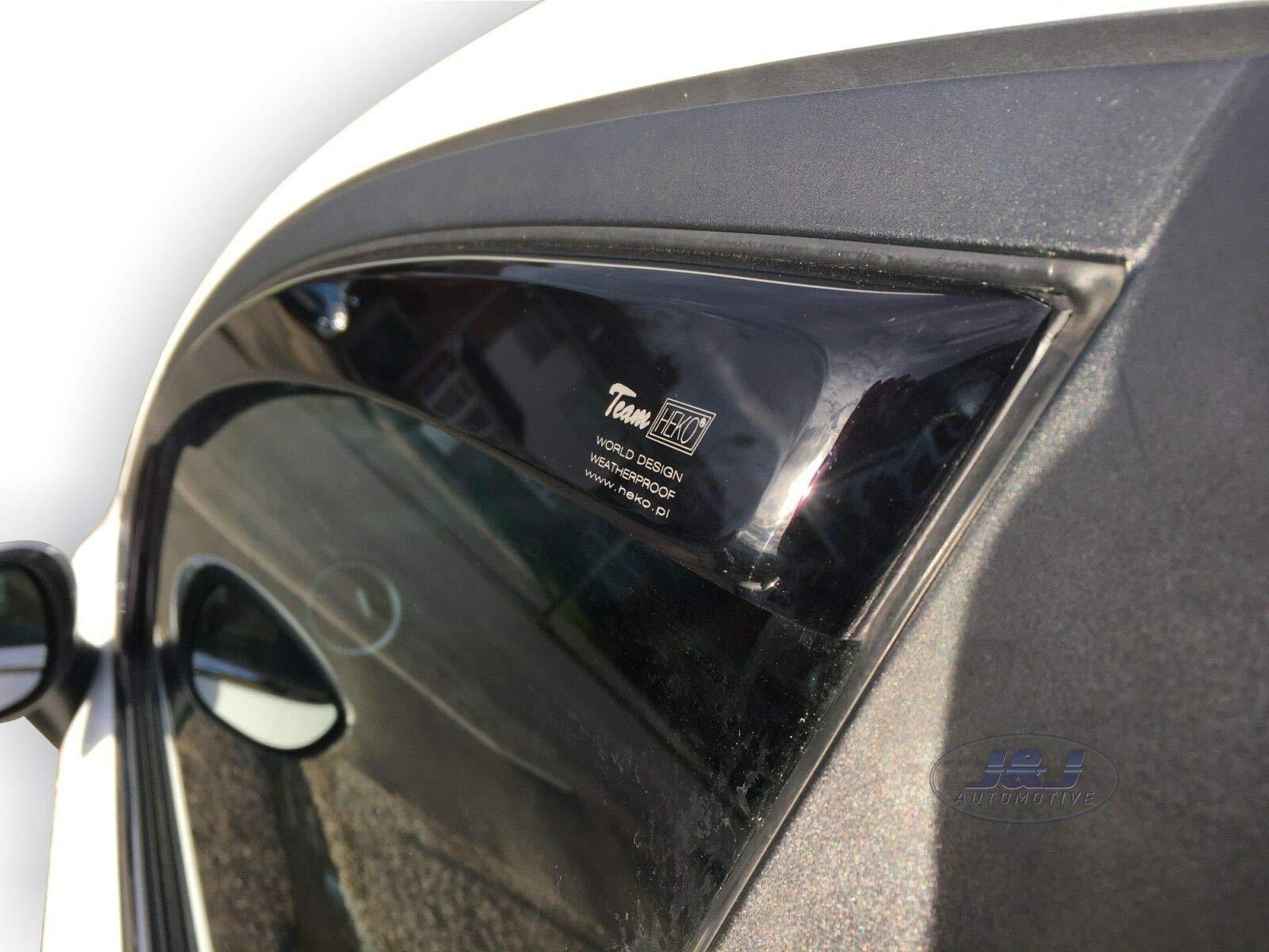 J&J AUTOMOTIVE Deflettori d'Aria per Ford Fiesta 7 5-Porte Berlina 2008-2017, Set da 4 Pezzi, Nero Fumé Oscurato Heko