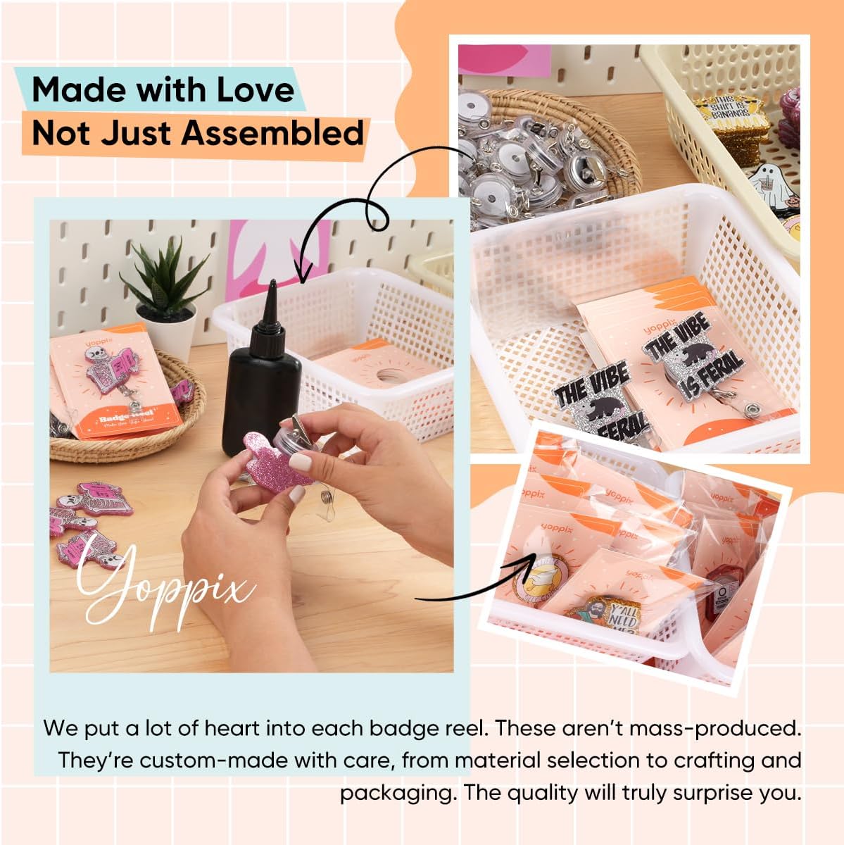 Valentine's Day Badge Reel, Loving Nurse Sparkly Glitter Retractable Badge Reel for Nurses RN EN Doctor Paramedic Teachers Medical Office Womens - Image 3