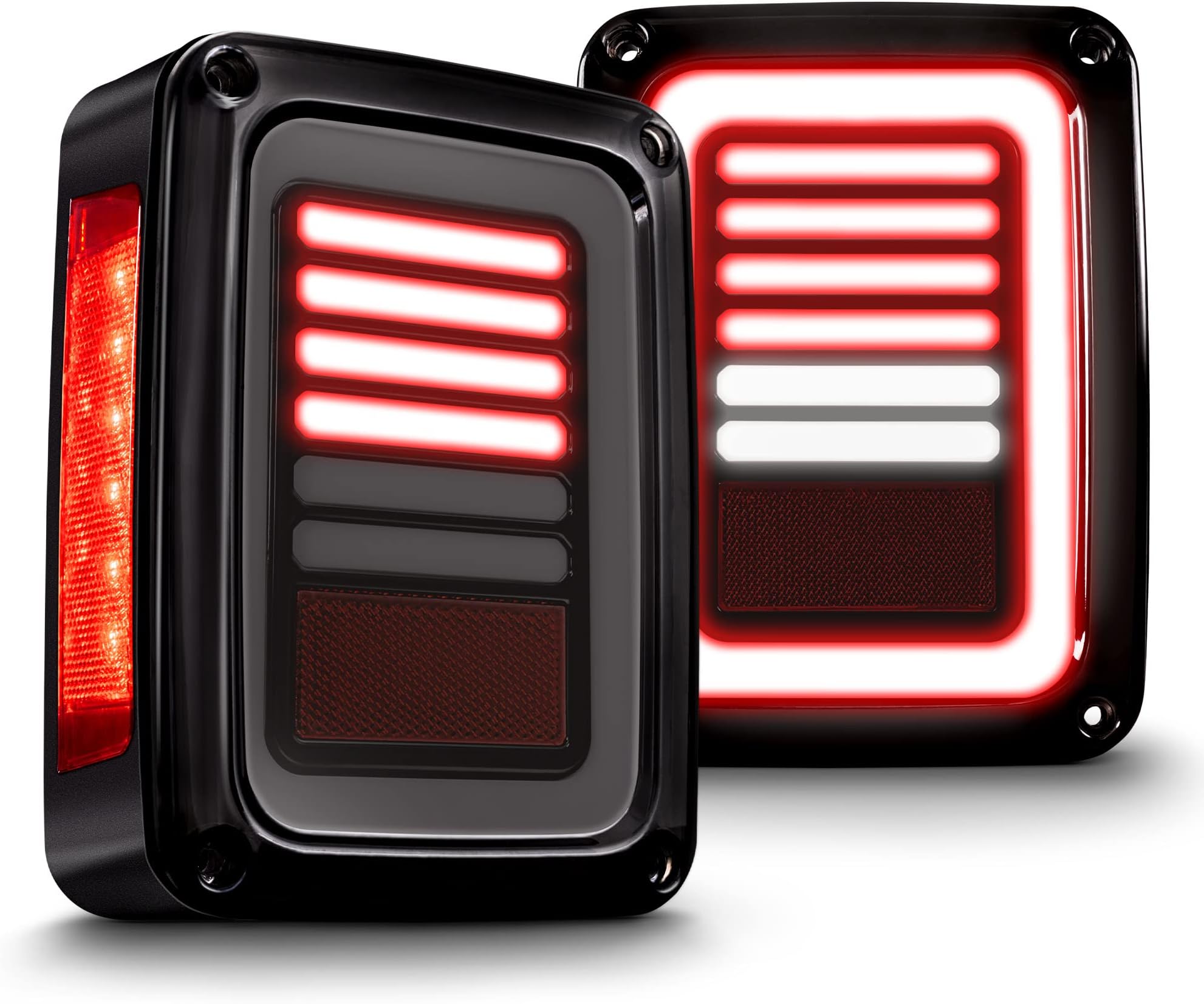 TRUE MODS LED Rear Tail Light Replacement for Jeep Wrangler 2007-2018 [Line & Halo Design] [Smoke Lens] [Plug n Play] - Brake Tail Light Compatible with Jeep Wrangler JK JKU Unlimited Accessories