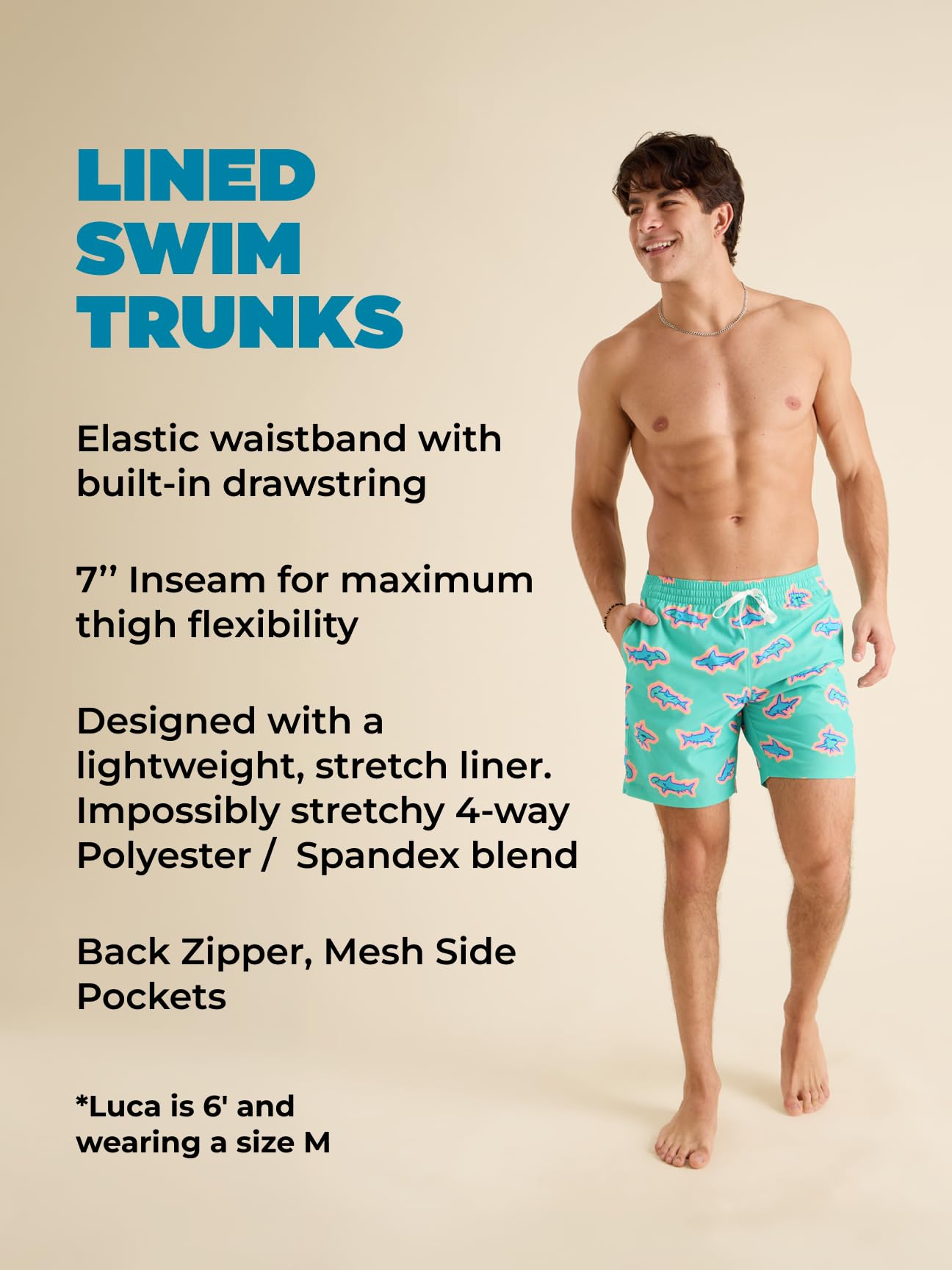 Chubbies Gefütterte Herren-Badehose, 17,8 cm, Badeshorts und Herren-Shorts mit elastischem Bund, Stretch, Boxershort-Futter, LSF 50+