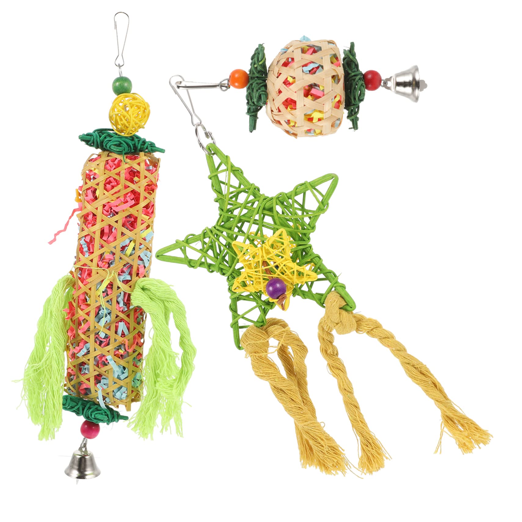 POPETPOP 9piezas Juguetes Colgantes para Aves De Juguetes Masticables para Periquitos Accesorios para Jaula De Aves para Desarrollo De Habilidades y Coordinación