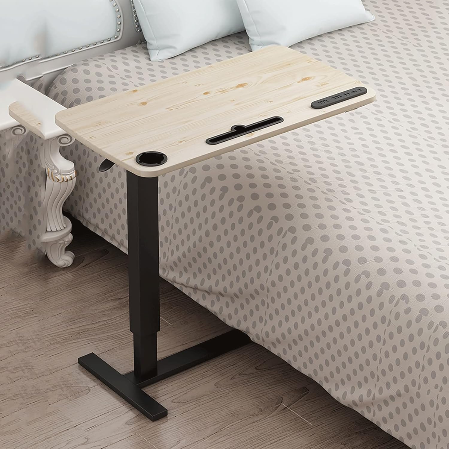 KINSAN Over Bed Table, Mobile Medical Bedside Table Home Side Table Height