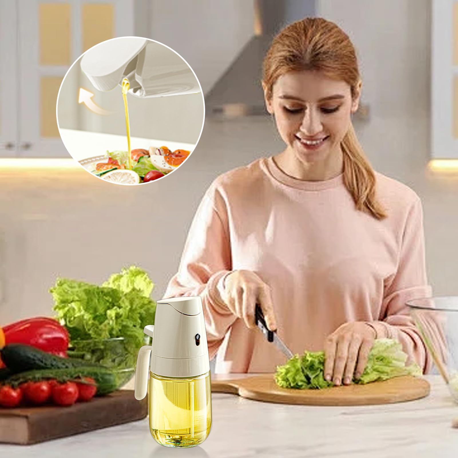 Olivenöl-Sprühspender – 300 ml Küchen-Sprühflasche zum Kochen, Grillen, Backen, Grillen, Luftfritteuse, Picknick, Restaurant, Garten, Braten