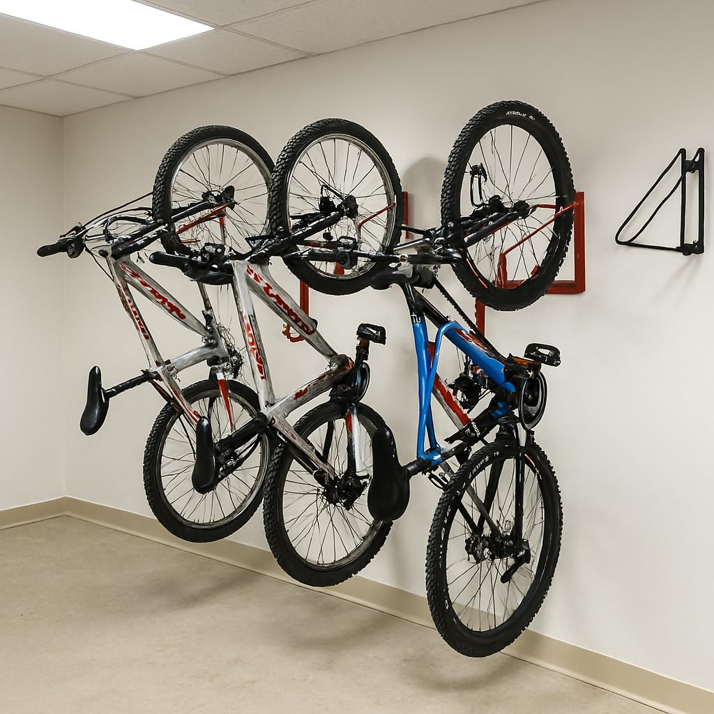 Wall Mount Bike Rack - Vertical Bicycle Hanger Storage System, Space Saving Bicycle Parking Stand for Garage, Tight Spaces, Wall Mount Organizer (Black)
