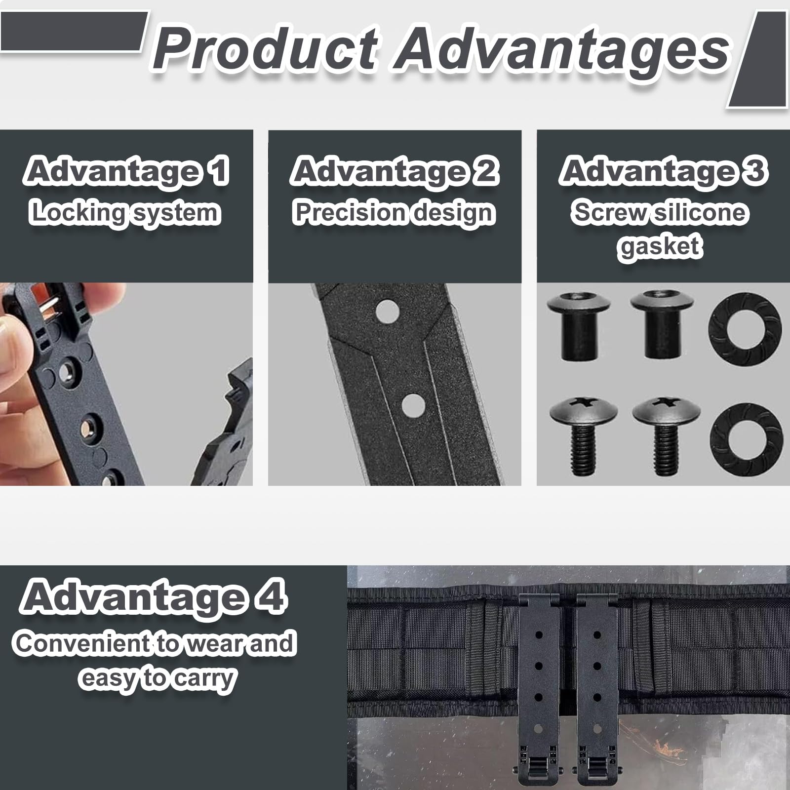 Set di 2 Zyn - Clip per Fondina, Clip per Cintura con Fondina Zyn in Nylon Resistente con Accessori di Montaggio per Gilet Zaini Holster Fondina Tactica