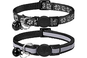 Taglory Breakaway Reflective Cat Collar in Black, Adjustable Safety Collar with Bells