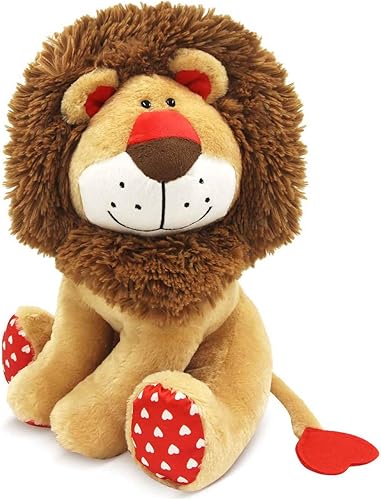 WEIGEDU Peluche de león del amor, juguete de peluche con cola de melena en forma de corazón para niños, amantes del bebé, cumpleaños, día de San