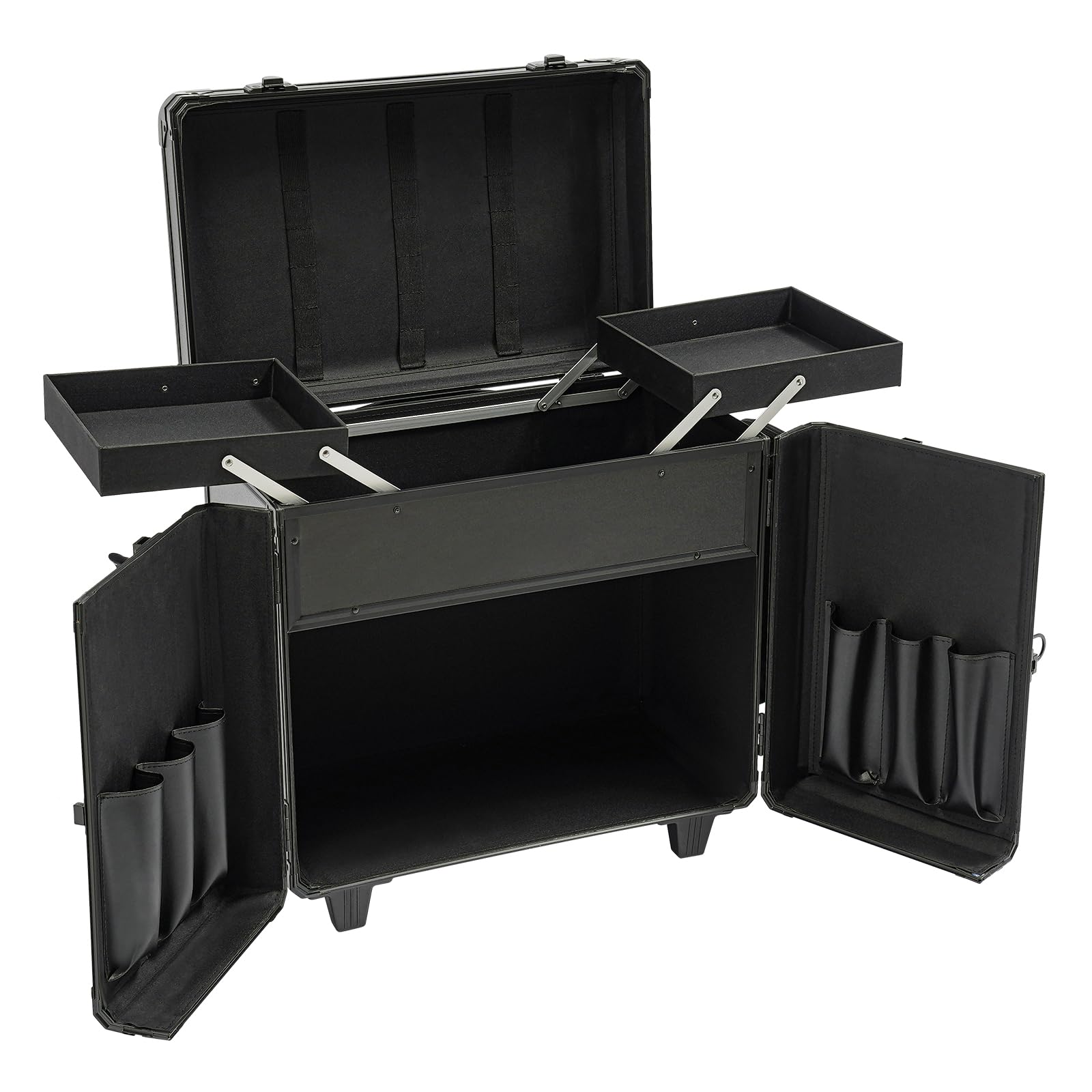 Fusspflegekoffer, Mobiler Fußpflegekoffer mit 2 Räders und 4 Schlüssel, Werkzeugkasten für den Fußpflegedienst, 46 x 29 x 42cm (Schwarz)