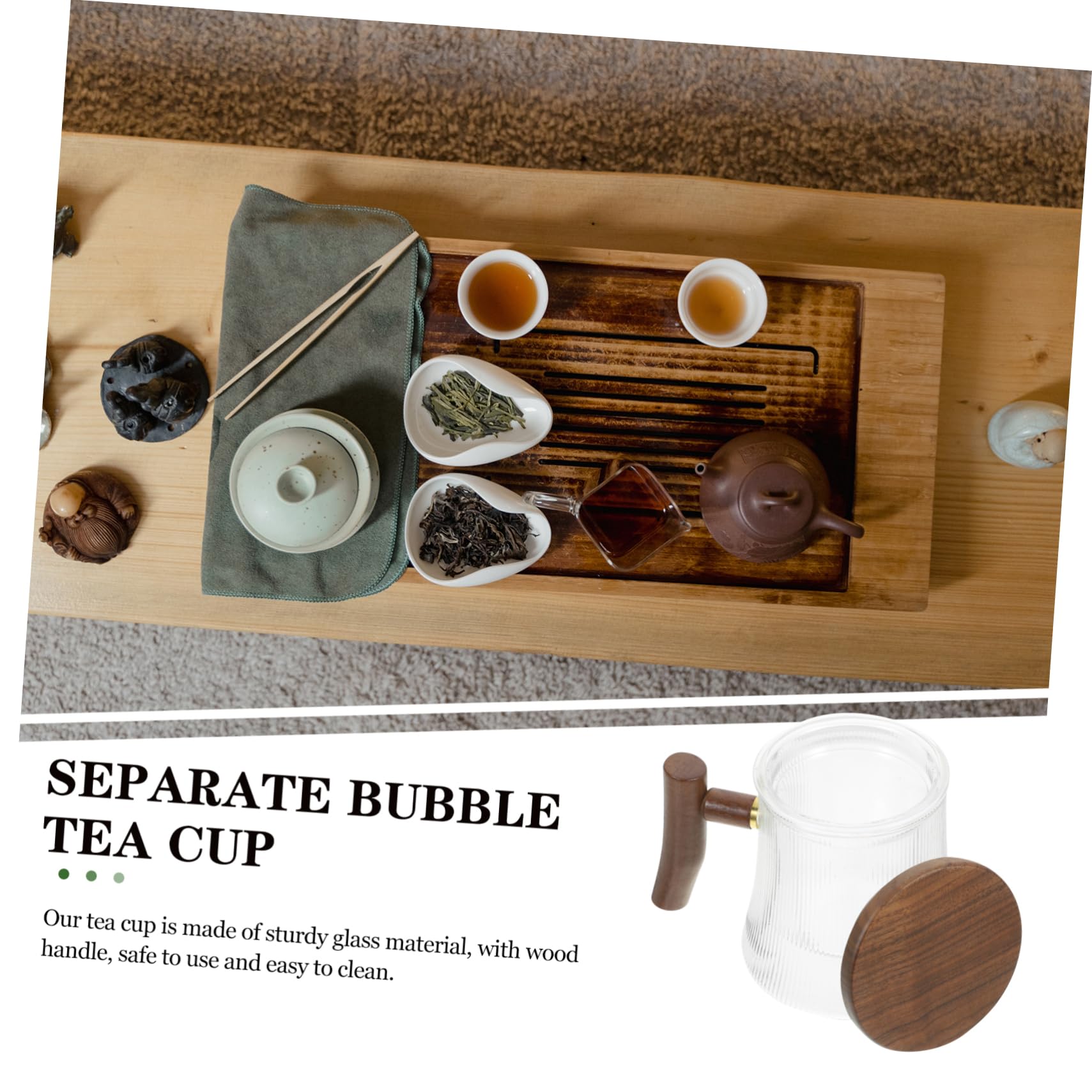 STOBAZA Tea Infuser Cup Vertical Stripes Heat-resistant Glass Tea Drinking Mug