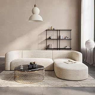 Artistic Wood 105" Luxury Modern Tight Curved Back Velvet Sofa, Minimalist Style Comfy Couch for Living Room Apartment, L-... Price In India