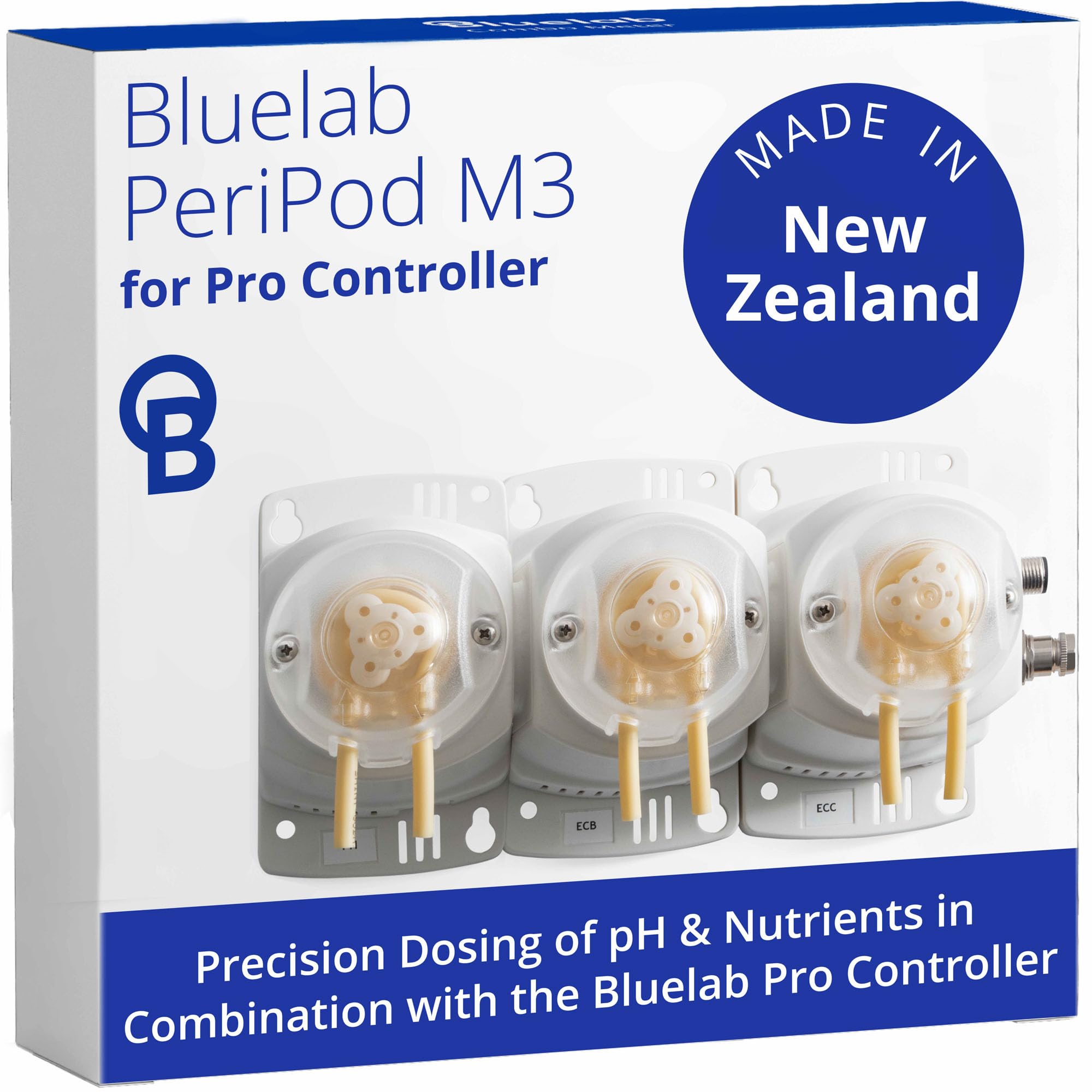 Bluelab PERIPODM3 PeriPod M3 für Pro Controller Genau Dosier von pH & Nutrients (EC) mit 3 Peristaltische Pumpen 120 ml/min, Garten Wasser Dosieranlage Gerät für Hydrokultur & Flüssig Pflanzen Dünger