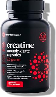 SMARTERNUTRITION Creatine Monohydrate Pills with 2500mg (2.5g) Per Serving, Vegan Capsules - Pre & Post Workout Recovery Support, Promotes Muscle Mass &. Endurance - 60 Count[30-Day Supply]