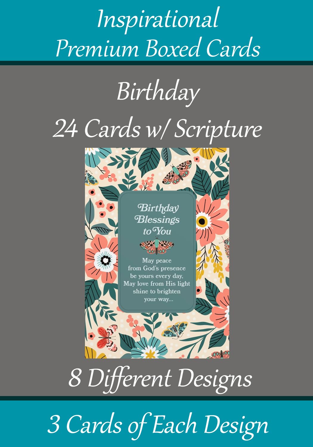 Birthday Cards ~ 24 Designs ~ Christian/Religious Greeting Card #2 Repeated Assortment ~ King James Scripture in 12 cards