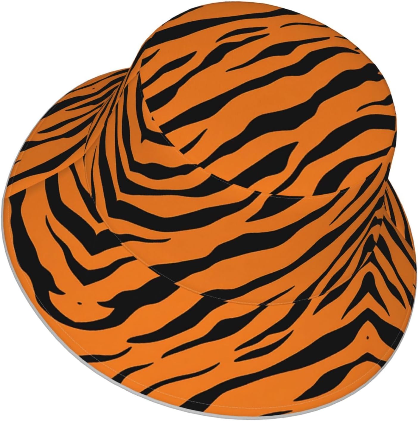 (Orange Tiger Leopard) Reflective Reversible Bucket Hat Foldable Breathable Stylish Two-Way Wear for Outdoor Travel Daily Activities