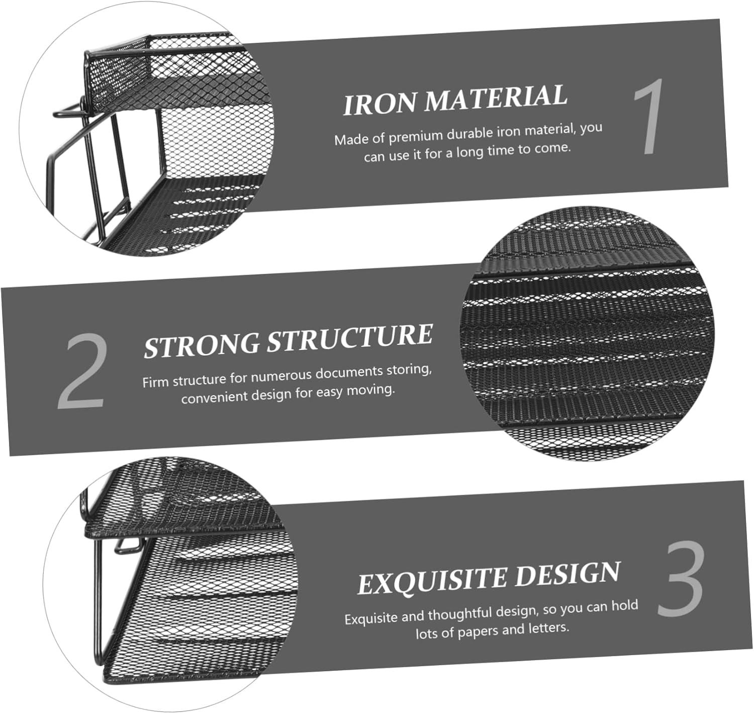 Stackable Iron File Holder Multi-Purpose Desktop File Storage Rack for Office Organization Mesh Design Adjustable Sections for Home and Classroom Use