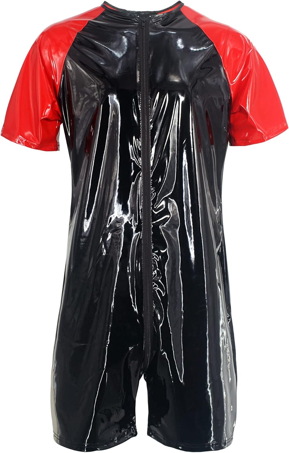 SEAUR Men's Shiny Patent Leather Jacket Casual Slim Fit Leather Muscle Tank Top T-Shirts Nightclub Party Clubwear