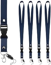Segus Blue Lanyard, 5 Pieces Key Strap, Hang Keys Neck, Nurse Lanyard with Detachable Buckle, Neck Lanyard for ID Card Holders, Students, Visitors