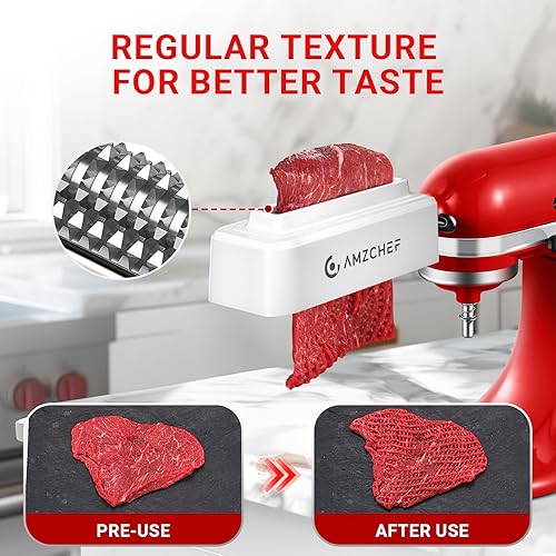 Miniatura 4 de Ablandadores de carne para mezclador KA, herramienta ablandadora de carne de acero inoxidable con longitud mejorada de 6.5 pulgadas, apto para