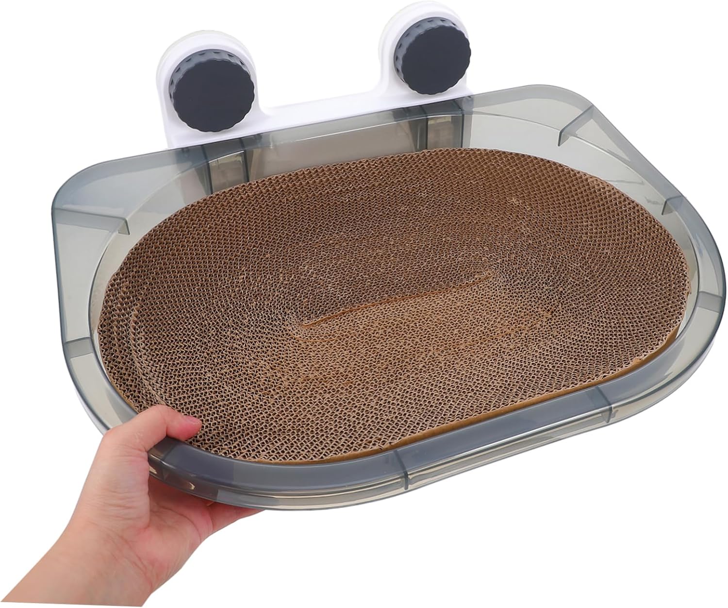 Cat Hammock with Scratching Board Suction Cup Mounted Bed for Windows Cozy Resting Spot for Indoor Cats for Balconies and Living Rooms