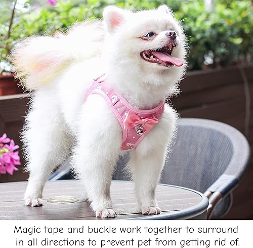 Miniatura 5 de Arnés de algodón para gato y correa para caminar, color rosa, a prueba de escapes, chaleco suave, ajustable, chaqueta transpirable para perros