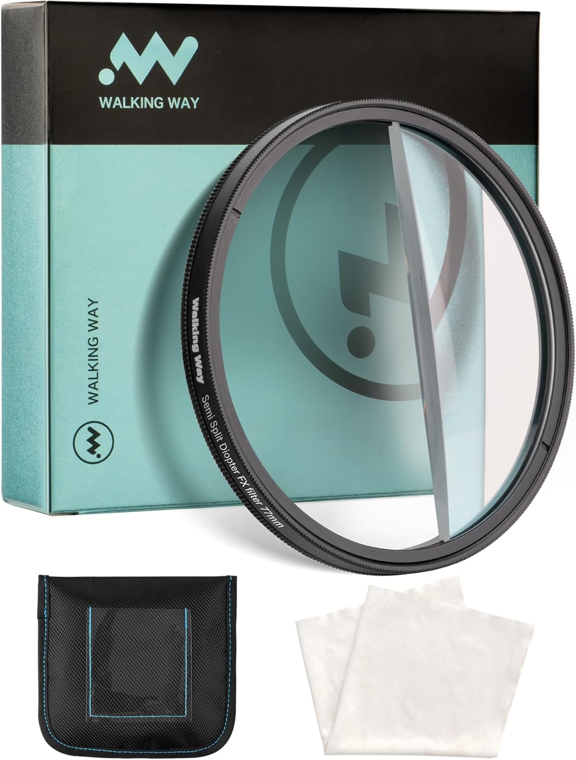 Walking Way 77mm Semi Split Diopter Filter, Unilateral Prism Special Effect Camera Lens Filter with Partial Blurring Effect, Optical Glass Filter for Creative Photography