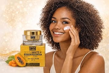 Gold Brightening Day Cream SPF15 100ml – With L-Glutathione, Papaya, Vitamin E & Goat Milk – Hydrating Face Moisturiser for Even-Looking Skin Tone