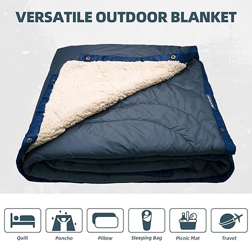 Miniatura 3 de KawaGebo Kamp Manta de forro polar Sherpa para camping, 2 en 1, ultra suave, cálida y saco de dormir ultraligero para todas las estaciones,