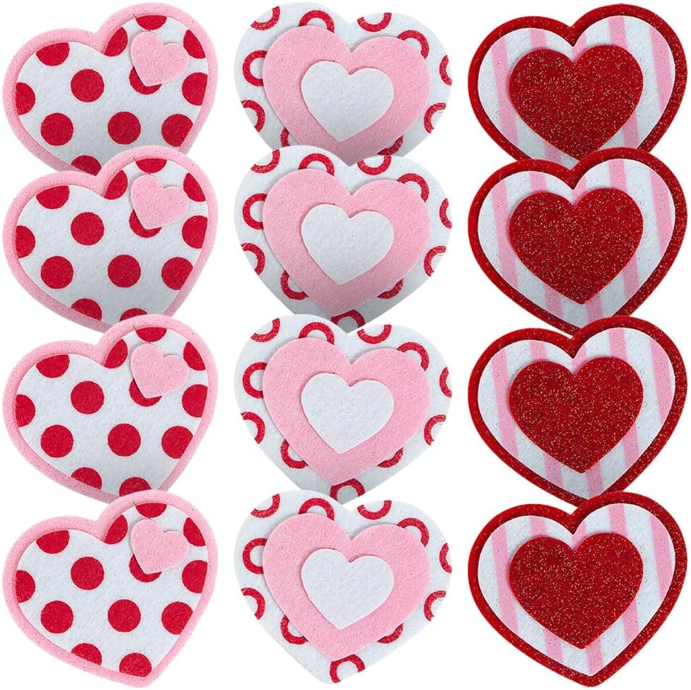 Fun Express Felt Valentine's Day Heart Magnet - Craft Kits - 12 Pieces