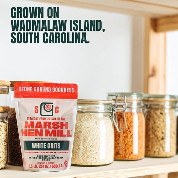 Marsh Hen Mill White Grits | Stone Ground White Corn | Gluten-Free, No Additives | Instant for Quick Meals | Family Farm Grown on Wadmalaw Island | Old-Fashioned Grits | 24 oz (Pack of 2)