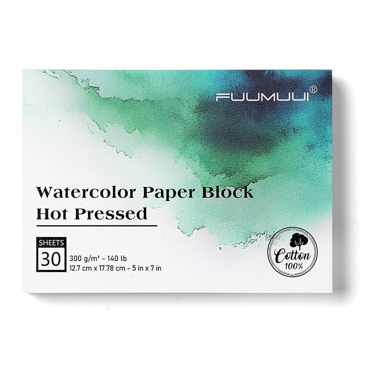 Fuumuui Watercolor Paper Block 5x7 Inch, Smooth Surface 100% Cotton Watercolor Paper, 30…