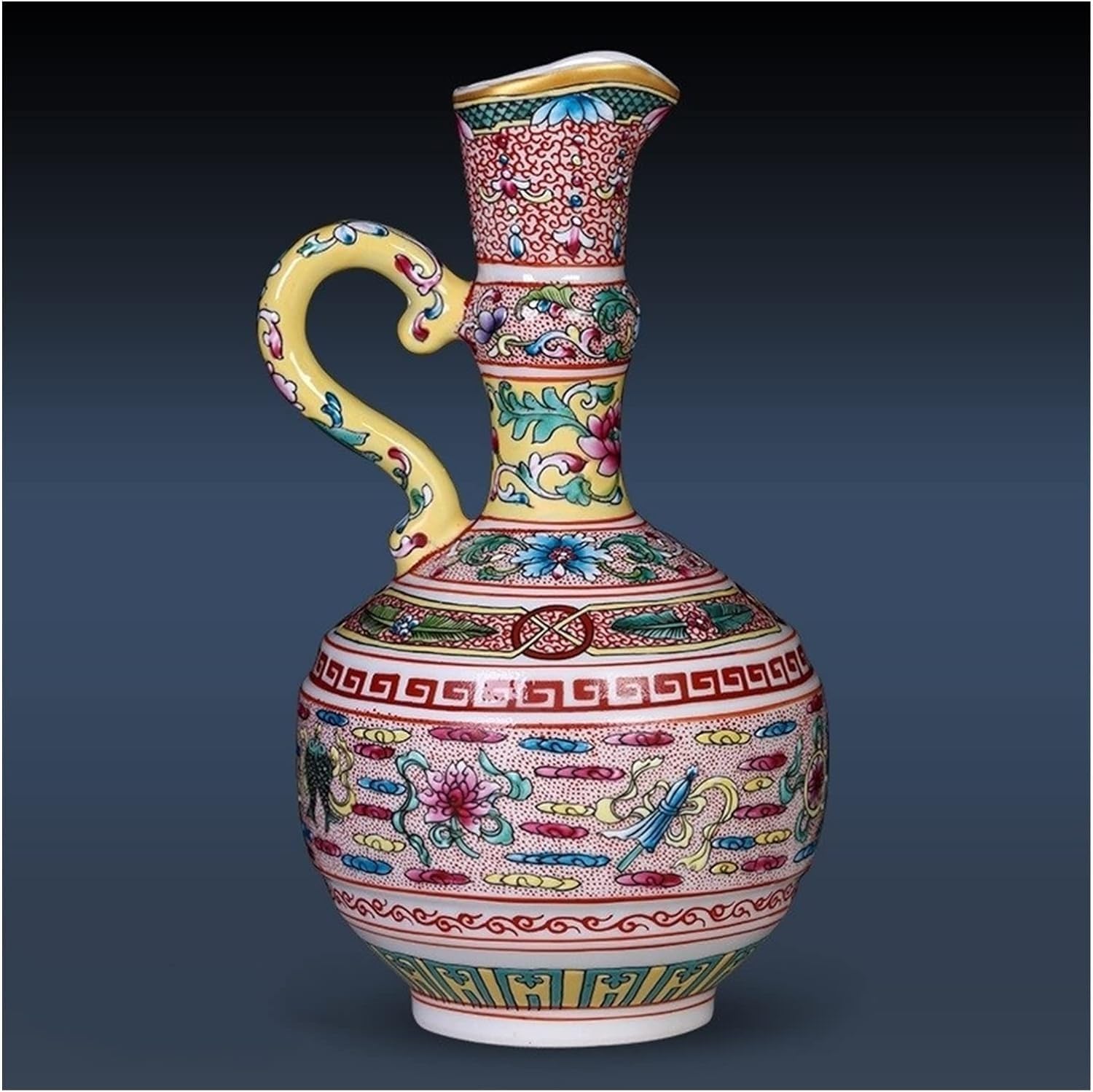 Vase Desktop Ceramic Antique Enamel Small Flower Arrangement Chinese Living Room Decorations Home Retro Ornaments(Burgundy)