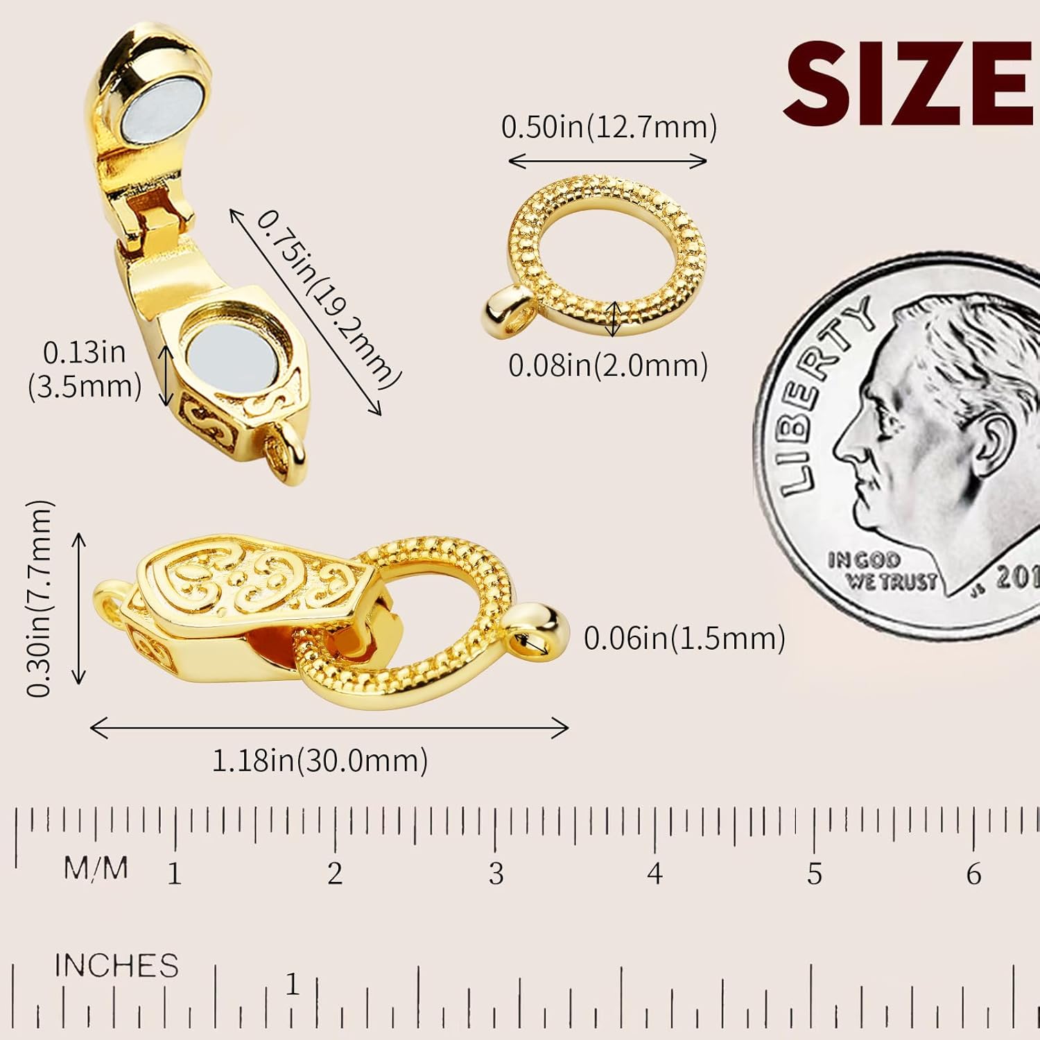 OHINGLT Fold Over Magnetic Necklace Clasps and Closures 18K Gold and Silver Plated Brass with Loop Magnet Converter for DIY Bracelet Jewelry Making - Image 2