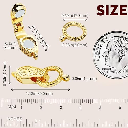 Miniatura 2 de OHINGLT Cierres y cierres magnéticos plegables de latón chapado en oro y plata de 18 quilates con convertidor de imán de bucle para hacer joyas y