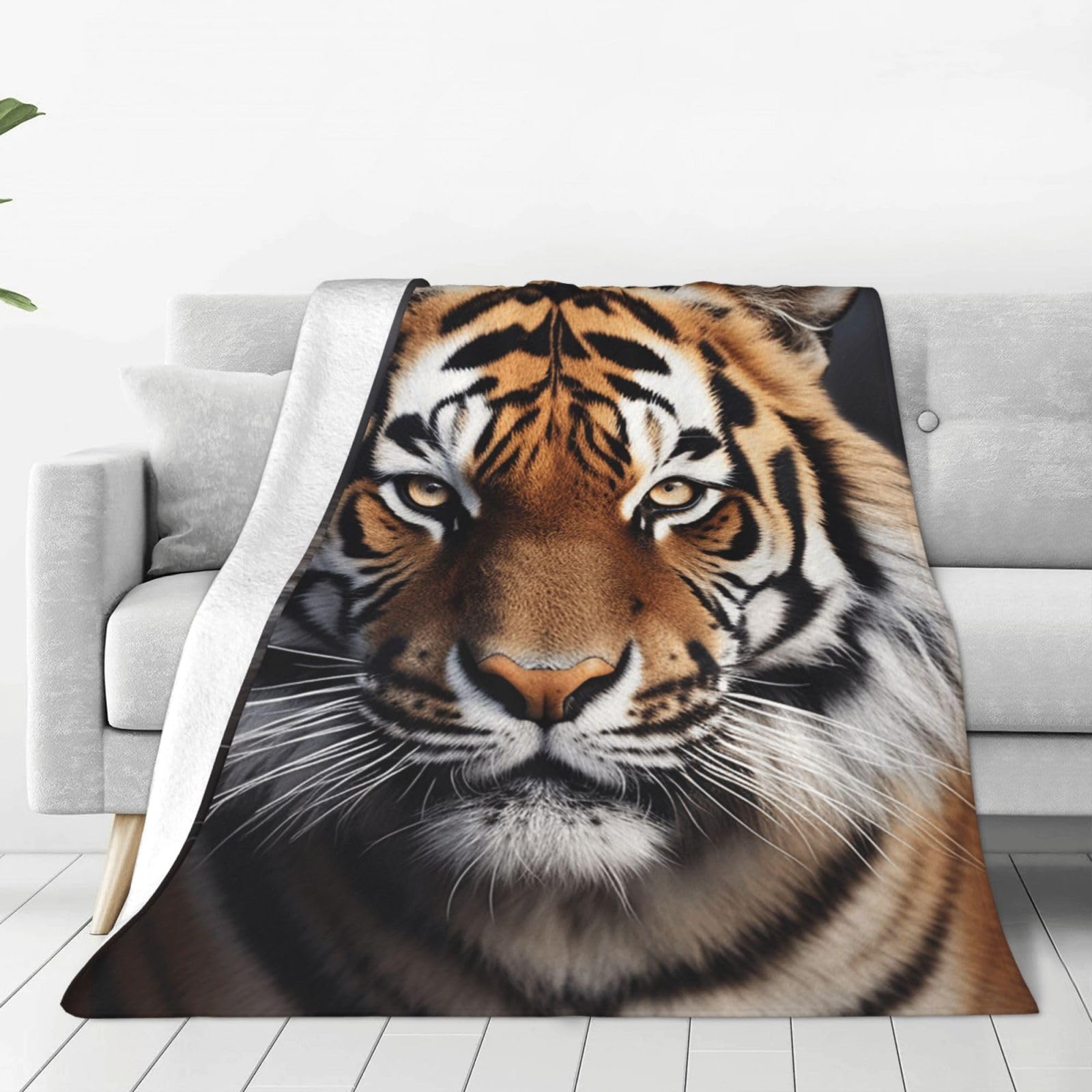 KLOPH Tiger Throw Blanket 40"x30" Flannel Fluffy Warm Blanket for Couch, Reversible Plush Blankets for Bed, Comfy Fuzzy Blanket for Sofa, Plush Lightweight-Blankets for All Season