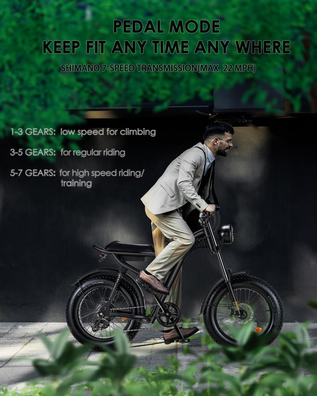 BOOTIME Fat Tire Electric Bike for Adults 1500W,28mph,75miles,Full Suspension,Removable Battery,Electric Bicycle,Dirt Bike,Fatbike 20 All Terrain,Snow Tires,Mountain Bike Moped,7-Speed,Ebike Off Road