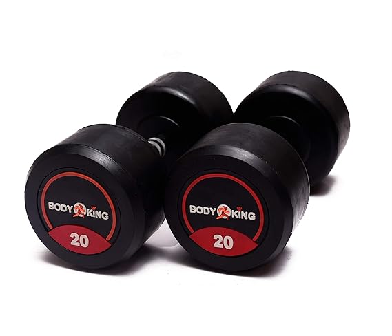 IRIS Fitness Body King Rubber Coated Dumbbells with knurled Steel Grip, Heavy Dumbbells Set- Pair of Dumbbells (20 Kg x 2 Pcs)