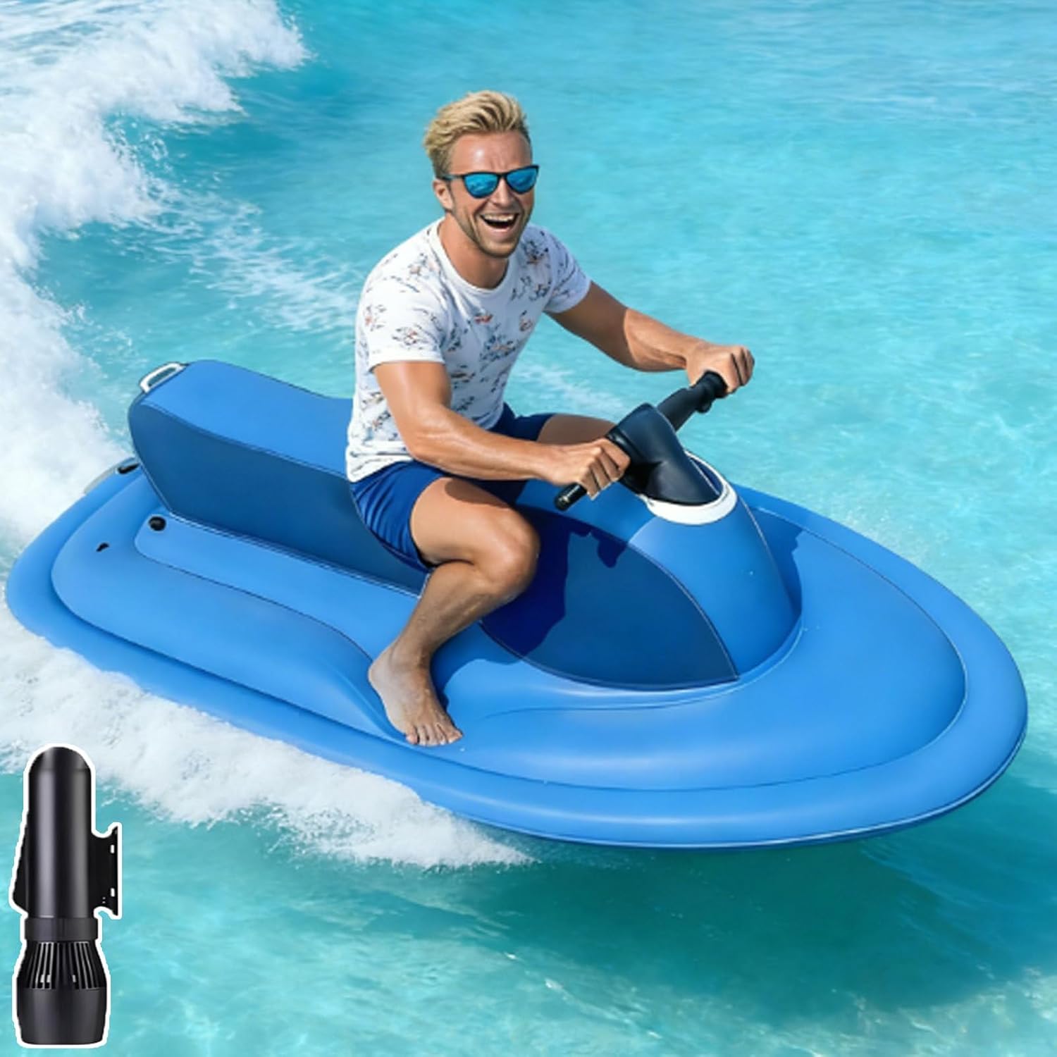 Summer Electric Inflatable Jet Ski Boat with Diving Underwater Scooter,3-in-1 Electric Surf Boat/Surfboard with Thruster,Adults Watercraft,3-9km/H,9-Speed Forward/Reverse