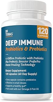 Deep Immune Probiotics & Prebiotics, 4.4 Billion CFU Probiotics for Women & Men, Supports Digestive Health, Gut Immune Function, Nutrient Absorption, 120 Capsules, 60 Servings