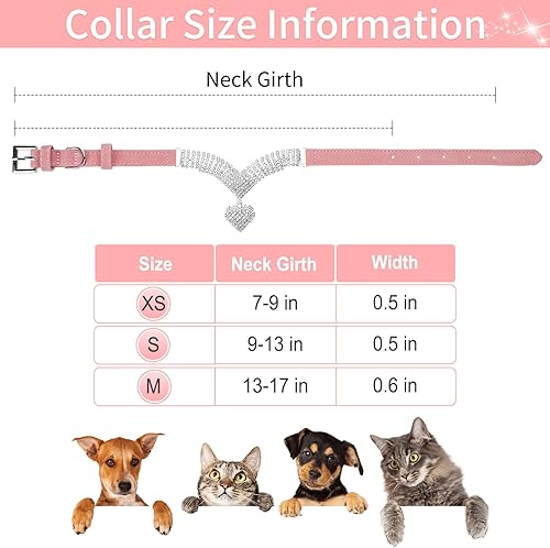 Miniatura 2 de Collar de perro con diamantes de imitación bonitos collares de cristal para cachorros y gatos para niñas collar rosa brillante suave y ajustable