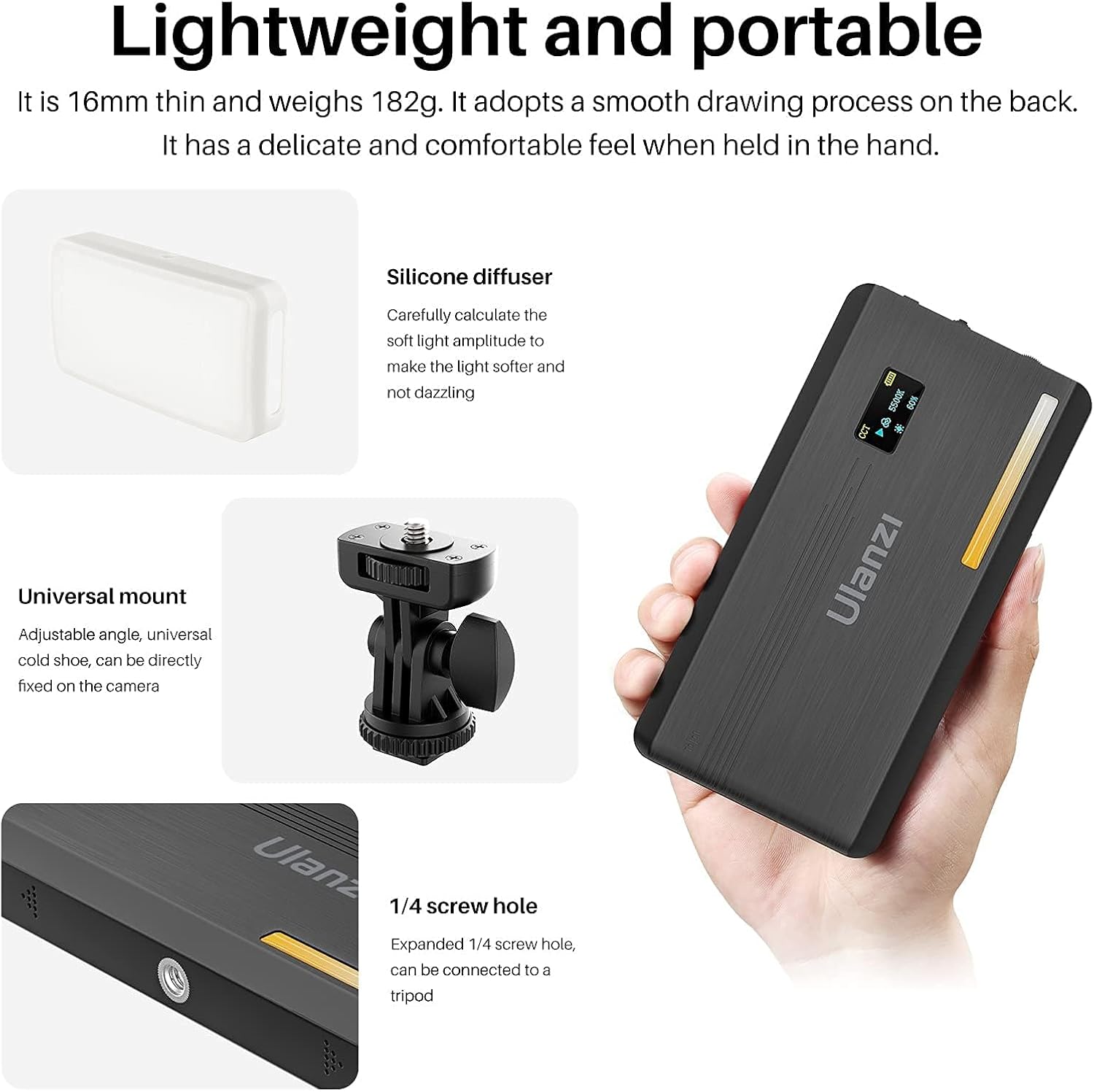 ULANZI VL200 iluminação para video, led portatil, luz de mini câmera recarregável tipo C de 5000 mAh, iluminação superbrilhante de 2500-9000 K para fotos e vídeos, luz de preenchimento ULANZI VL200 iluminação para video, led portatil, luz de mini câmera recarregável tipo C de 5000 mAh, iluminação superbrilhante de 2500-9000 K para fotos e vídeos, luz de preenchimento