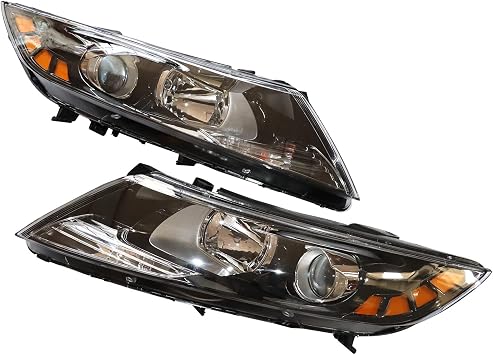 1 Pair Headlight Assembly KI2502155, KI2503155, 921012T121, 921022T121 Right&Left Side Compatible With Kia Optima 2011-2013 Halogen Light Black without bulb Left and Right