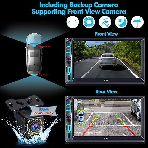 Miniatura 5 de Estéreo de auto doble DIN Apple Carplay y Android Auto Radio para automóvil, radio de pantalla táctil de 7 pulgadas, Bluetooth, radio AMFM,