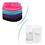 Orighty Microfiber Washcloths Towel Set 50 Pack, Bundle with Makeup Remover Cloths 5x5 in Pack of 12