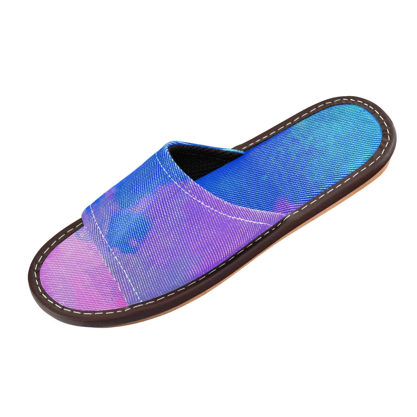 Rubber Sole Home Shoes Indoor Portable Soft Spa Sandal for Party Travel Guests Digital Strokes Paint