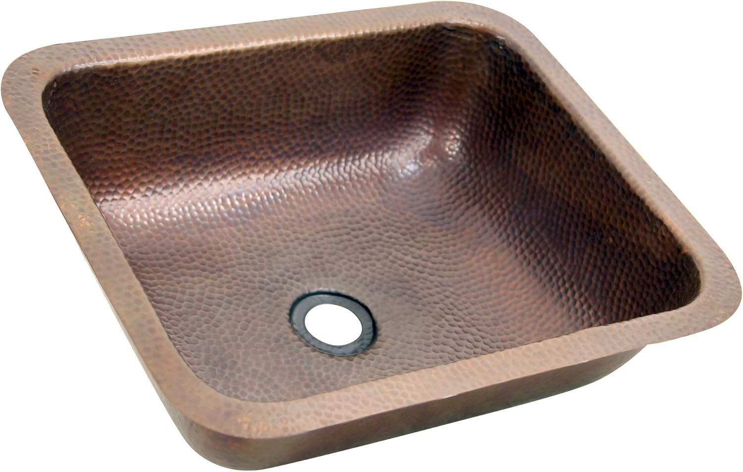 Nantucket Sinks Hand Hammered Copper Bathroom Sink – 17x14" Bath Vanity Sink, Drop In or Undermount, Rectangular Bowl, No Overflow, Handmade, 18 Gauge, Lacquered Finish – REHC
