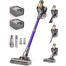 Cordless Stick Vacuum Cleaner, 2 Batteries 120 Mins for Home, Pet Hair