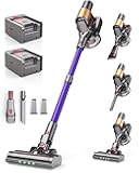 Snowkuna Cordless Vacuum Cleaner, 2 Batteries 120 Mins Runtime, 600W 50KPA Stick Vacuum with Self-Standing, Tangle-Free Brush, Vacuum Cleaners for Home Hardwood Floor, Carpet, Pet Hair
