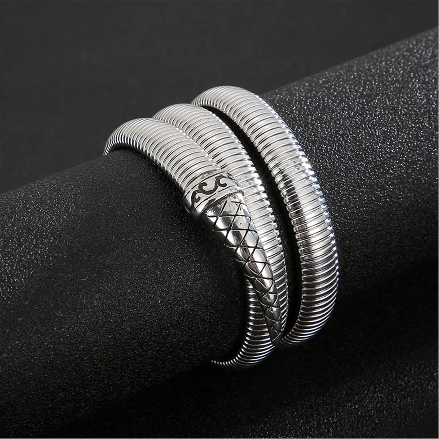 Bendable Snake Bracelet for Women Men: Silver Stainless Steel Punk Flexible Snake Link Chain Bangle Bracelet for Christmas - Image 3